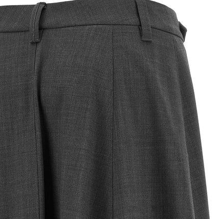 Brunello Cucinelli Gray Virgin Wool Midi Skirt Brunello Cucinelli