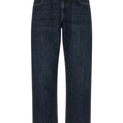 Brunello Cucinelli Blue Cotton Straight-Leg Jeans Brunello Cucinelli