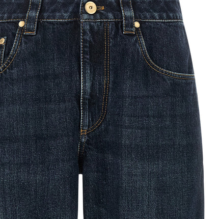 Brunello Cucinelli Blue Cotton Straight-Leg Jeans Brunello Cucinelli