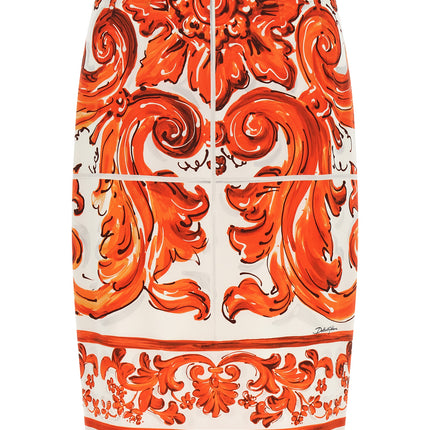 Dolce & Gabbana Orange Silk Midi Skirt Dolce & Gabbana