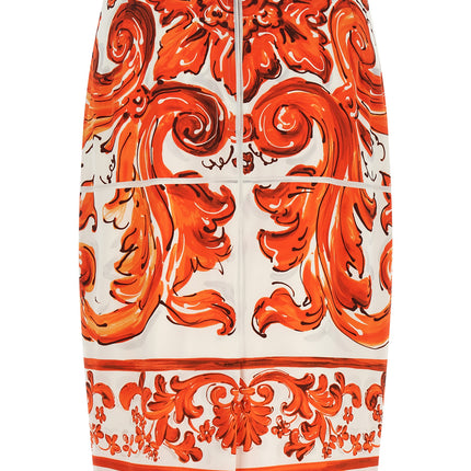 Dolce & Gabbana Orange Silk Midi Skirt Dolce & Gabbana