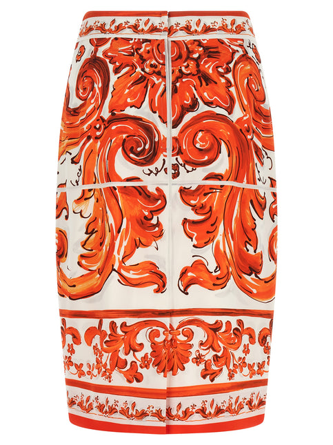 Dolce & Gabbana Orange Silk Midi Skirt Dolce & Gabbana