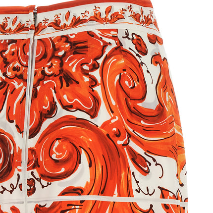Dolce & Gabbana Orange Silk Midi Skirt Dolce & Gabbana