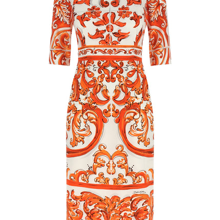 Dolce & Gabbana Orange Silk Midi Dress Dolce & Gabbana
