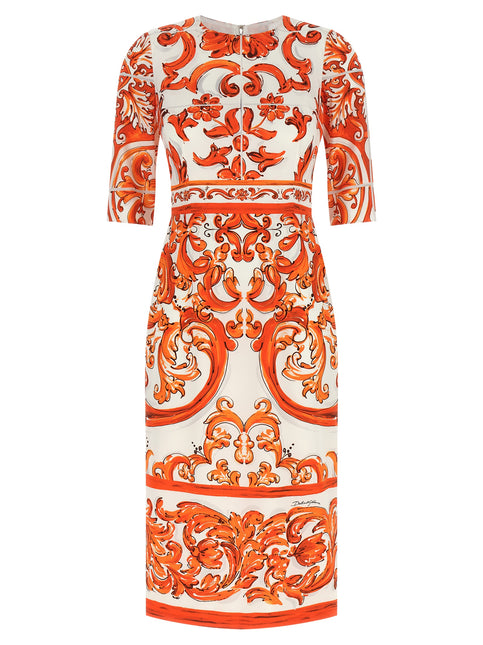 Dolce & Gabbana Orange Silk Midi Dress Dolce & Gabbana