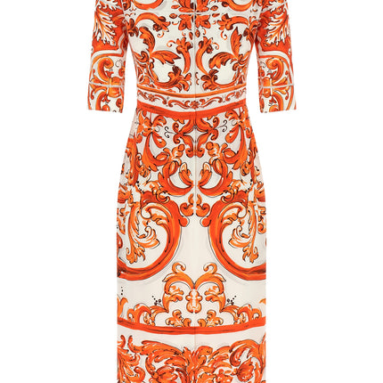 Dolce & Gabbana Orange Silk Midi Dress Dolce & Gabbana
