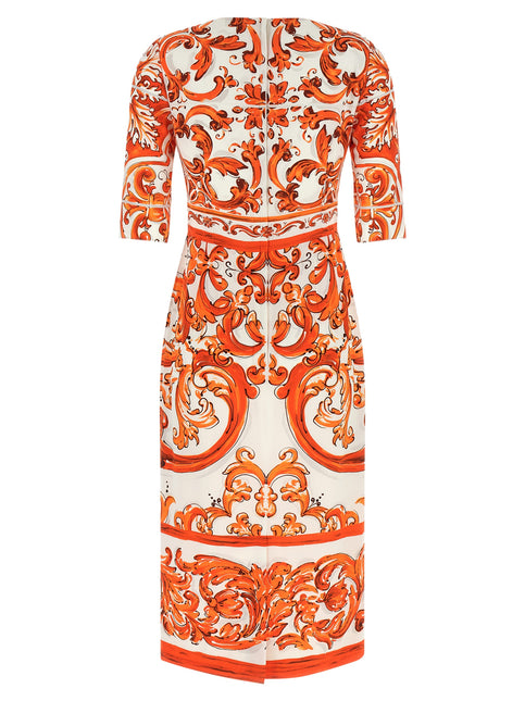 Dolce & Gabbana Orange Silk Midi Dress Dolce & Gabbana