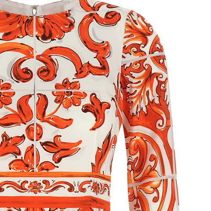 Dolce & Gabbana Orange Silk Midi Dress Dolce & Gabbana