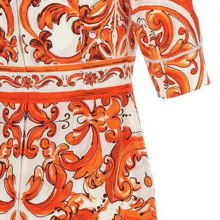 Dolce & Gabbana Orange Silk Midi Dress Dolce & Gabbana