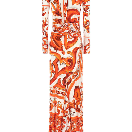 Dolce & Gabbana Orange Viscose Long Dress Dolce & Gabbana