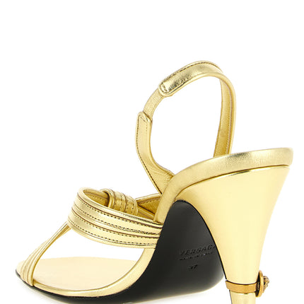Versace Gold Lamb Leather Stiletto Heel Sandals Versace