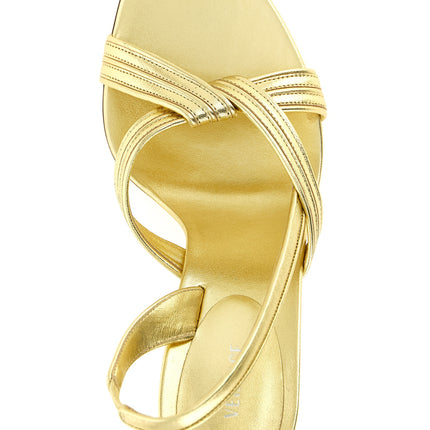 Versace Gold Lamb Leather Stiletto Heel Sandals Versace