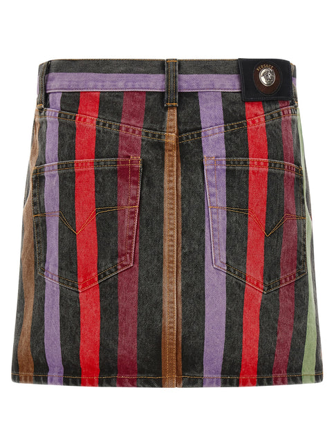 Versace Multicolor Cotton Long Skirt Versace