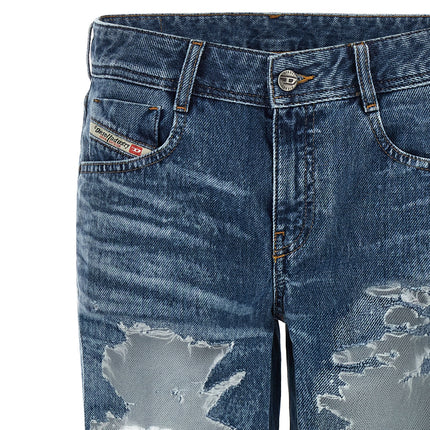 Diesel Blue Cotton Flared Jeans Diesel