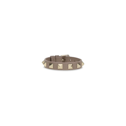 Valentino Garavani Gray Calf Leather Bos Taurus Bracelet
