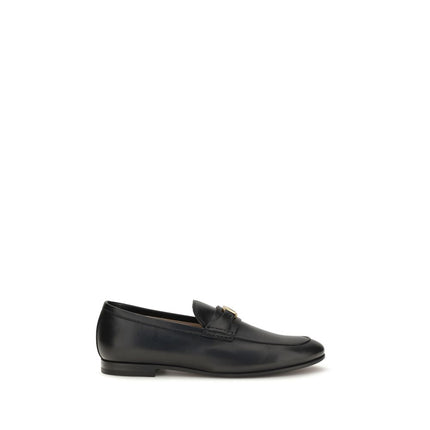 Valentino Garavani Black Calf Leather Bos Taurus Slip-On Loafers