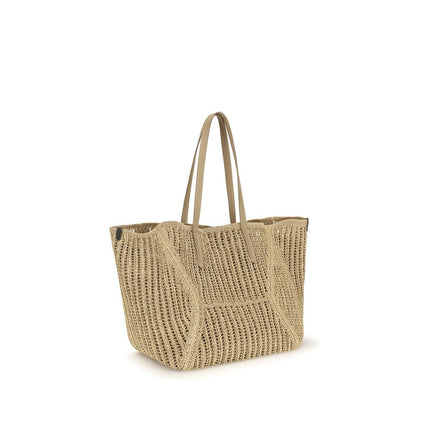 Brunello Cucinelli Beige Raffia Shoulder Bag Brunello Cucinelli