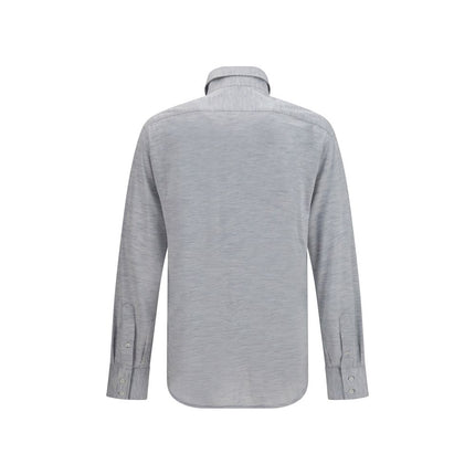 Brunello Cucinelli Gray Silk Dress Shirt Brunello Cucinelli