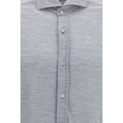 Brunello Cucinelli Gray Silk Dress Shirt Brunello Cucinelli