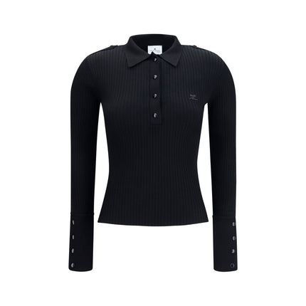 Courrèges Black Viscose Polo Shirt Courrèges