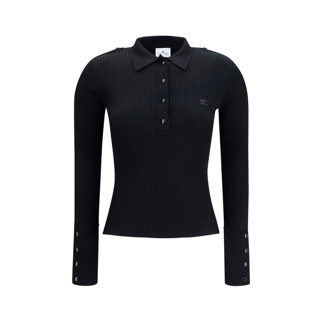 Courrèges Black Viscose Polo Shirt Courrèges