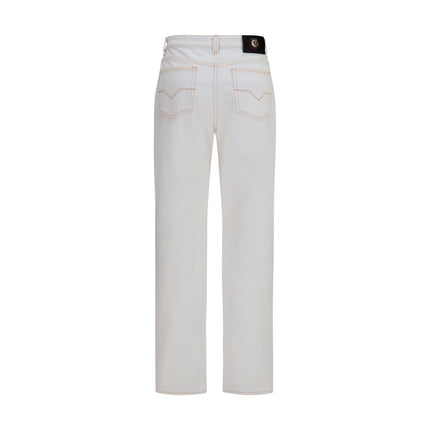 Versace White Cotton High-Waisted Jean Versace