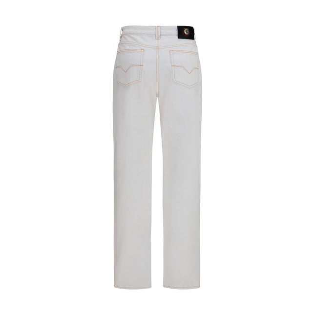 Versace White Cotton High-Waisted Jean Versace