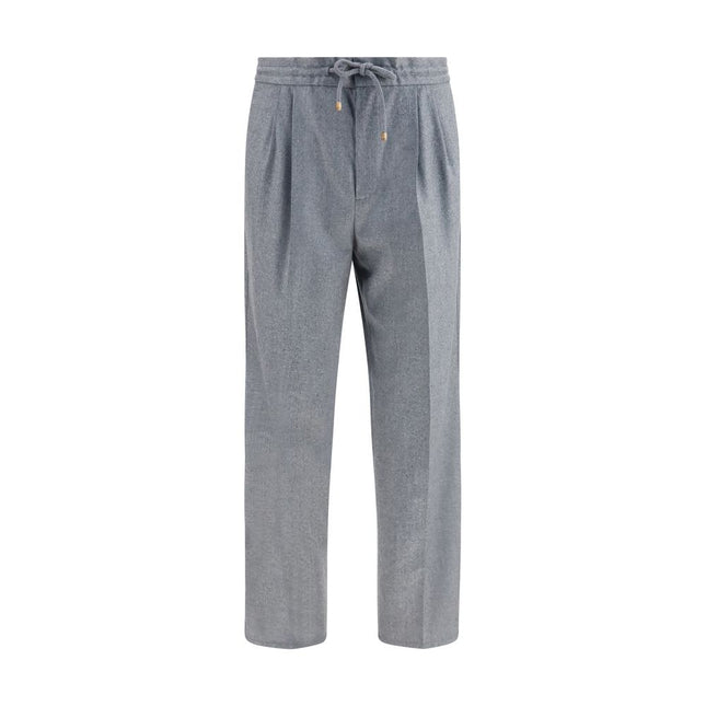 Brunello Cucinelli Gray Wool Oves Aries Casual Pants
