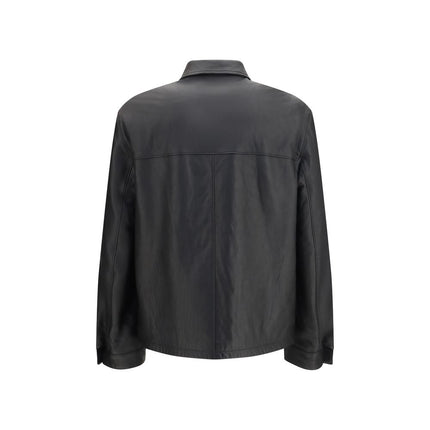 Prada Black Lamb Ovis Aries Aries Leather Jacket