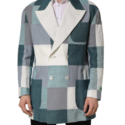 Dolce & Gabbana Multicolor Patchwork Linen Double Breasted Jacket
