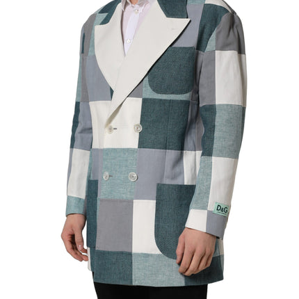 Dolce & Gabbana Multicolor Patchwork Linen Double Breasted Jacket