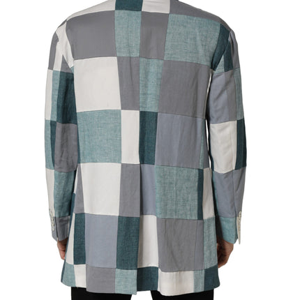 Dolce & Gabbana Multicolor Patchwork Linen Double Breasted Jacket