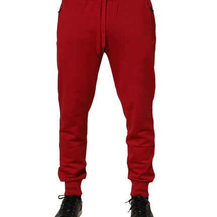 Dolce & Gabbana Red DG Logo Cotton Jogger Men Sweatpants Pants