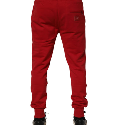 Dolce & Gabbana Red DG Logo Cotton Jogger Men Sweatpants Pants