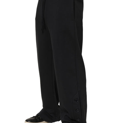 Dolce & Gabbana Black Drawstring Viscose Jogger Men Sweatpants Pants