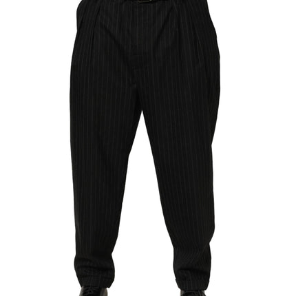 Dolce & Gabbana Black Pinstripe Wool Men Dress Trouser Pants