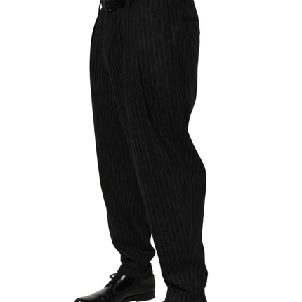 Dolce & Gabbana Black Pinstripe Wool Men Dress Trouser Pants
