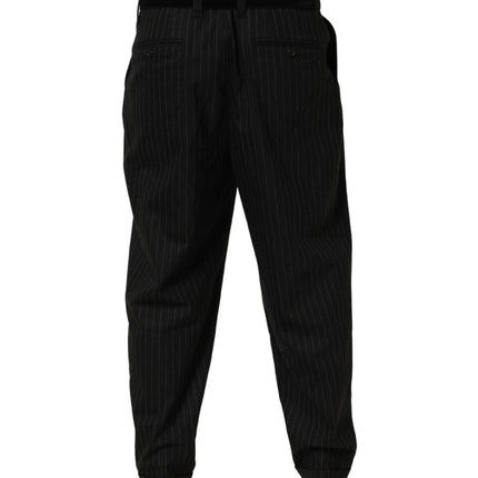 Dolce & Gabbana Black Pinstripe Wool Men Dress Trouser Pants