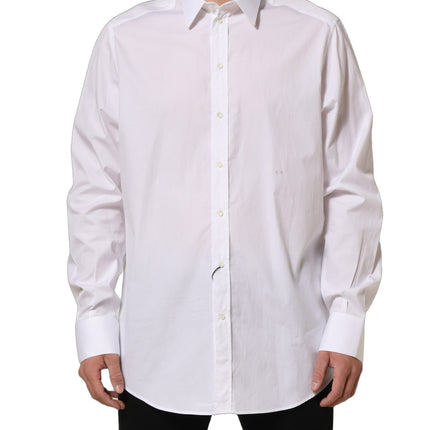 Dolce & Gabbana White Cotton Long Sleeves Men Dress Shirt