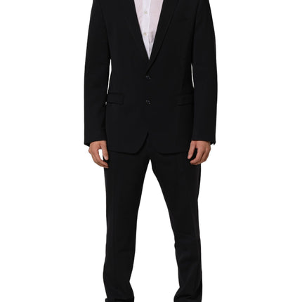 Dolce & Gabbana Black Wool Slim Fit Formal Men 2 Piece Suit