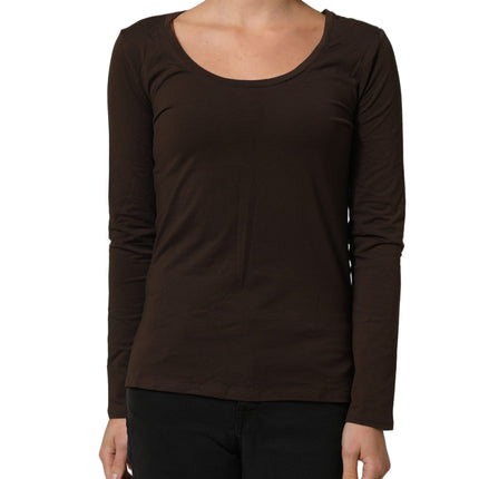 Alpha Massimo Rebecchi Brown Long Sleeves Round Neck Top