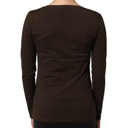 Alpha Massimo Rebecchi Brown Long Sleeves Round Neck Top