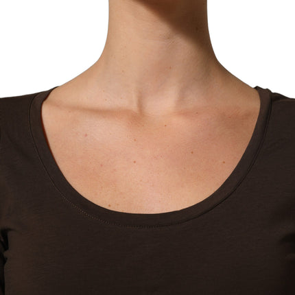 Alpha Massimo Rebecchi Brown Long Sleeves Round Neck Top