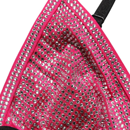 Dolce & Gabbana Pink Crystal Embellished Bralette Crop Top