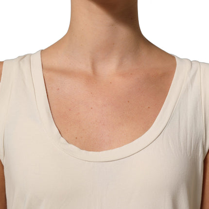 Aniye By Beige Viscose Sleeveless Round Neck Women Tank Top