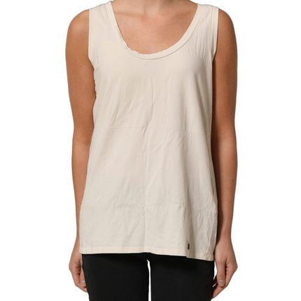 Aniye By Beige Viscose Sleeveless Round Neck Women Tank Top