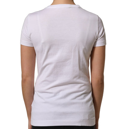 Dolce & Gabbana White DG Logo Embellished Round Neck T-shirt