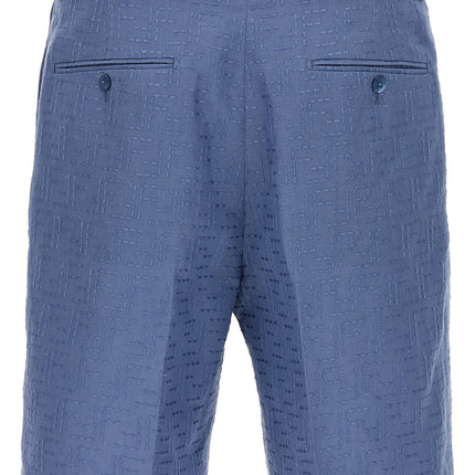 Fendi Blue Linen Bermuda Shorts