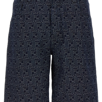 Fendi Blue Cotton Bermuda Shorts Fendi
