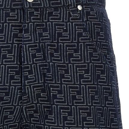 Fendi Blue Cotton Bermuda Shorts Fendi
